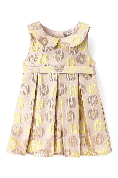 Bonfino Bonfino Textured Party Dress With Peter Pan Collar - Yellow