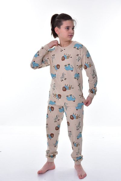 depobukids Elephant Lion Zebra Printed 100% Cotton Long Sleeve Men's Pajamas Set (3,4,5,6,7,8 Years)