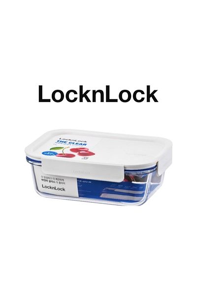 locknlock Clear Glass Rectangular 1L White - Durable, Airtight, Heat-Resistant Food Container