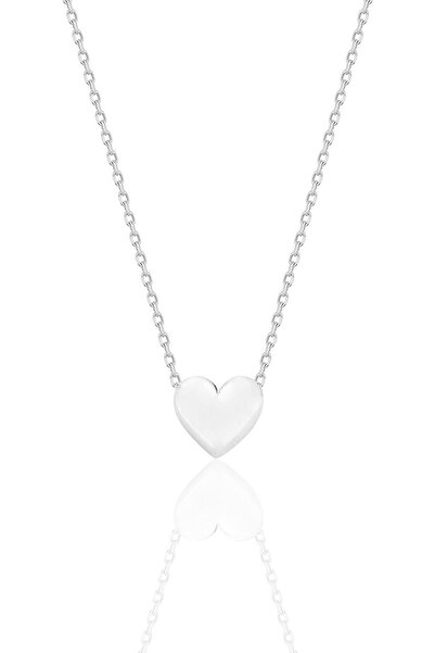 Söğütlü Silver Gümüş rodyumlu bombeli zamansız kalp kolye SGTL12675RODAJ