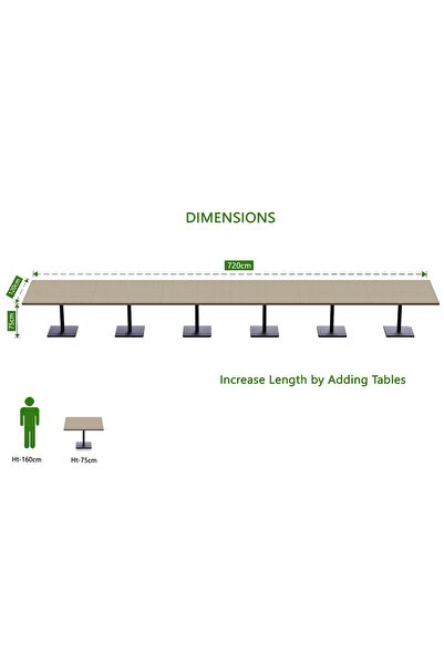 Mahmayi Ristoran Bar Table Square Base - 24 Seater Cocktail Bistro Table for Pub, Living Room-Linen