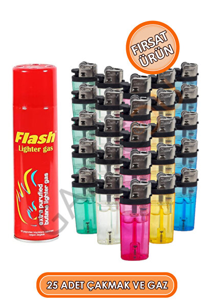 garaccu 25 Adet Şeffaf Doldurulabilir Taşlı Çakmak Toptan Çakmak - 1 Adet Gaz...