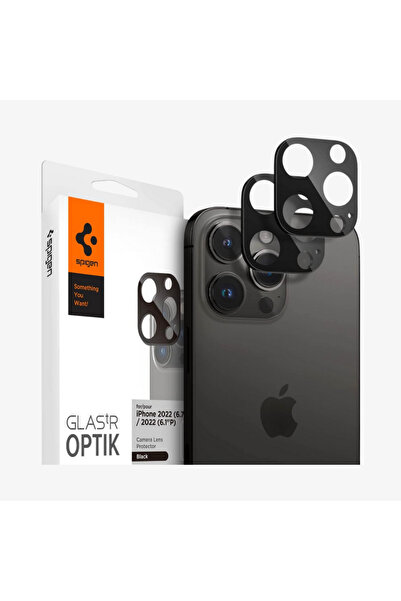 Spigen iPhone 16 / 15 / 14 Pro / Pro Max Kamera Lens Camı Koruyucu GLAS.tR Optik (2 Adet) Black - AGL05273
