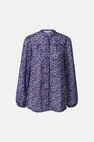 Tchibo Women Allover Print Long Sleeve Blouse, Purple