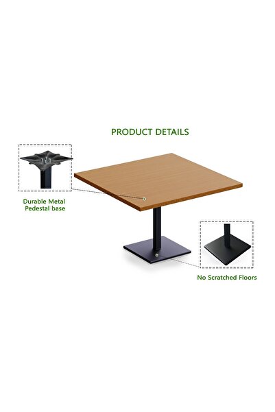Mahmayi Ristoran Bar Table Square Base - 20 Seater Cocktail Bistro Table for Pub-Light Walnut