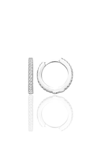 Söğütlü Silver Gümüş rodyumlu zirkon taşlı 14 mm tamtur halka küpe SGTL12713R...