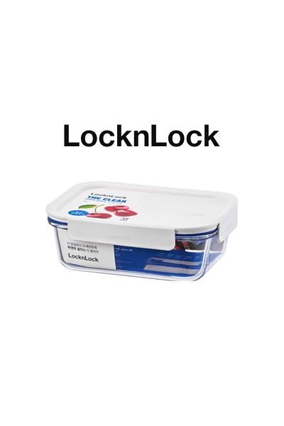 locknlock Clear Glass Rectangular 630ml White - Durable, Airtight, Heat-Resistant Food Container