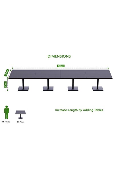 Mahmayi Ristoran Bar Table Square Base - 16 Seater Cocktail Bistro Table for Pub, Living Room-Black