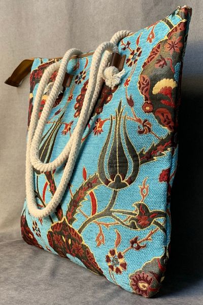 Uretti - Hüseyin 1361 Authentic Turkish Motif Chenille Fabric Saddle Bag