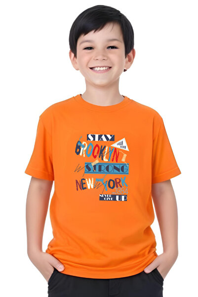 panios kids تي شيرت بروكلين قوي مطبوع للأولاد بأكمام قصيرة