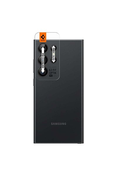Spigen Galaxy S24 Ultra Camera Lens Glass Protective Glas.tR EZ Fit Optik Pro (2 Pieces) Black - AGL07425