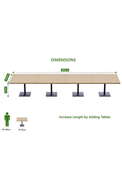 Mahmayi Ristoran Bar Table Square Base - 16 Seater Cocktail Bistro Table for Pub, Living Room-Oak