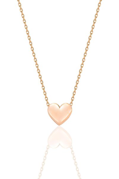 Söğütlü Silver Gümüş rose bombeli zamansız kalp kolye SGTL12675ROSE