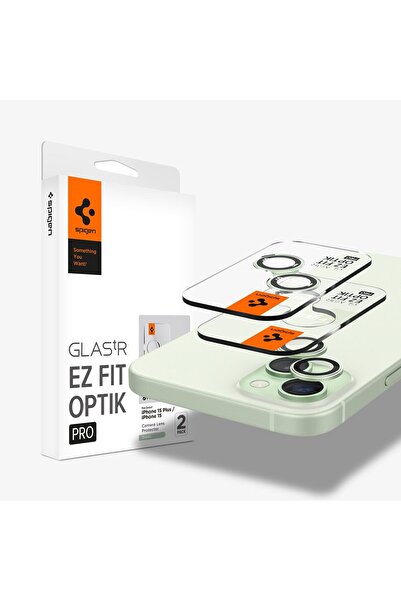 Spigen iPhone 15-14 Plus / 15-14 Kamera Lens Camı Koruyucu GLAS.tR EZ Fit Optik Pro (2 Adet) Green AGL07169