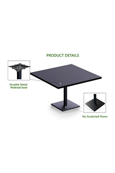 Mahmayi Ristoran Bar Table Square Base - 16 Seater Cocktail Bistro Table for Pub, Living Room-Black