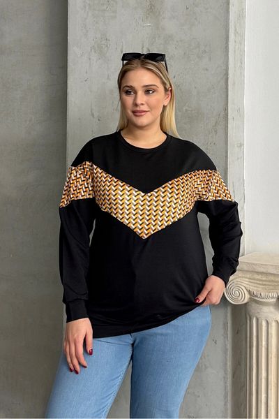 Stil Diva Plus Size Crew Neck Long Sleeve Print Sweatshirt 300334
