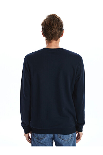 LC Waikiki LCWAIKIKI Classic Синій велосипедний комір з довгими рукавами та вишивкою Чоловічий світшот