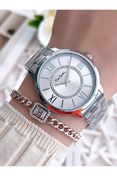 Pierre Cardin ساعة يد نسائية مقاومة للماء بسلسلة فولاذية 800202 F01