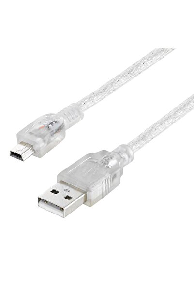 harry 1.5 Metre Ps3 Joystick Kol Şarj Kablosu 5 Pin Mini Usb Ipod Şarj Kablosu Şeffaf 1.Kalite