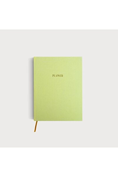 Planner - A5 Limon Sarısı Keten Cilt Bezli Tarihsiz Haftalık Ajanda/Süresiz Haftalık Planlayıcı