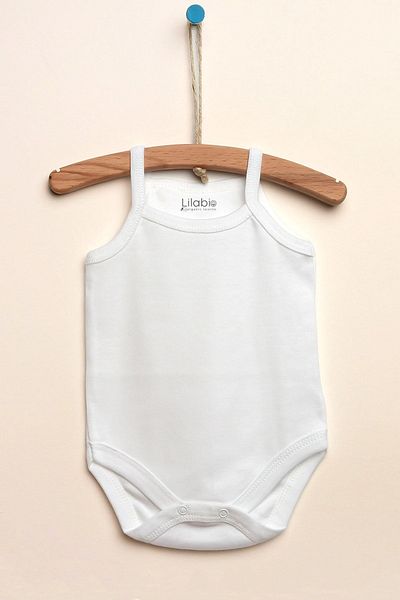 Lilabio 5-piece White Strappy 100% Organic Cotton Baby Bodysuit Set