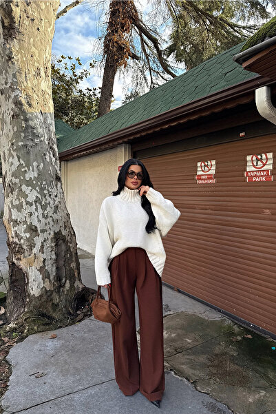 Eyyo Καφέ ψηλόμεσο παντελόνι ATE-2083