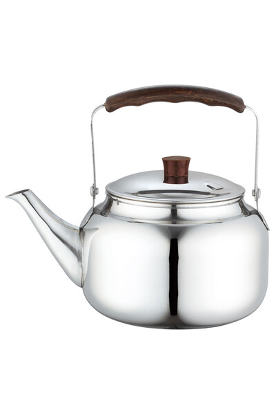 SAFA إبريق شاي وغلاية من الفولاذ المقاوم للصدأ بمقبض خشبي، سعة 2.0 لتر