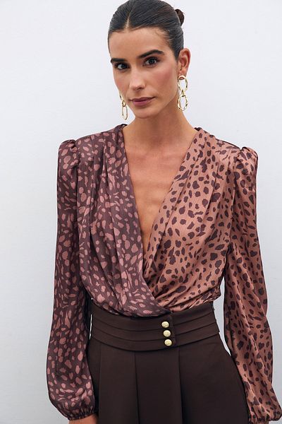 Sateen Φορμάκι με διπλό σχέδιο - Camel-Brown