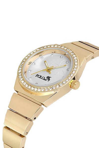 Polo Air ساعة يد نسائية فاخرة بتفاصيل حجرية - ذهبي PL-1490B1x