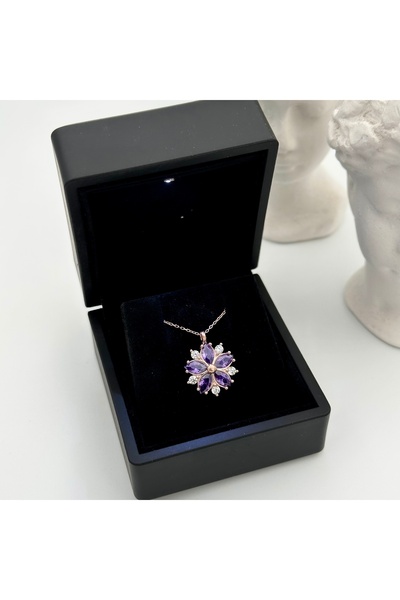 LOTUS JW Işıklı Kolye Kutulu Gümüş Mulan Çiçeği Kolye (ROSE GOLD)| 925 Ayar G...