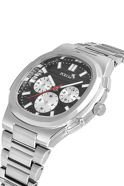 Polo Air Men's Silver Black Wristwatch - Metal Cord Pl-0926E3X