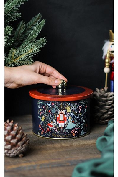 EVLE Metal Multi-Purpose Textured Storage Container, Decorative Storage Box 14 Cm, Tales Nutcracker Er141-v1