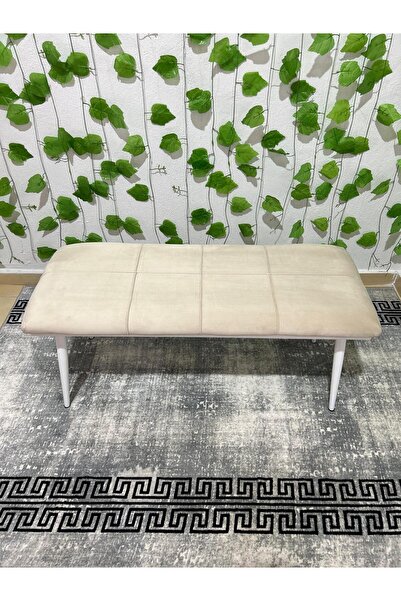 ÖZCAN METAL Beyaz Metal Ayaklı Metal Kasalı Bench Mutfak Salon Antre Yatak Od...