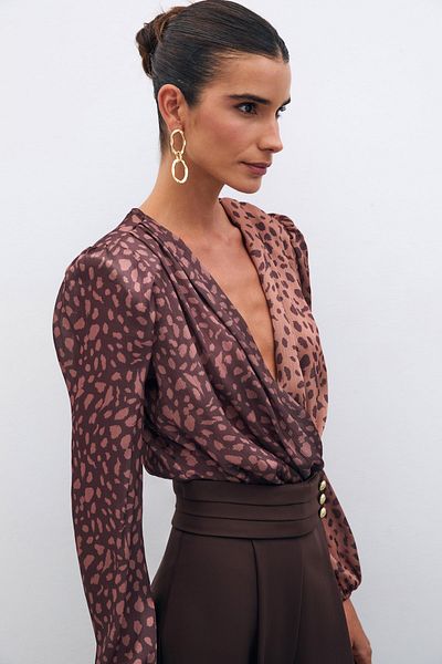 Sateen Φορμάκι με διπλό σχέδιο - Camel-Brown
