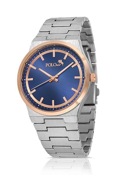 Polo Air Men's Wristwatch - Silver Copper Navy Blue, Classic Metal Cord, Pl-0916E2X