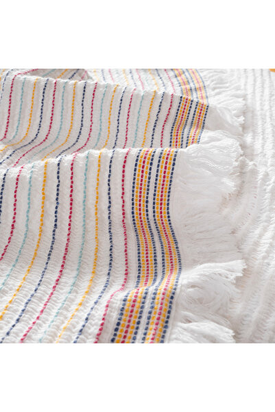 Zsa Zsa Zsu Faro İplik Boyalı Saçaklı Tek Kişilik Pamuk %100 Pamuk Pike 160x220 Cm Renkli