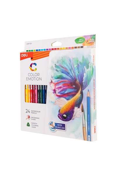 Deli EC00720-24COLOR Deli Watercolor Pencil 12 / 24 / 36 Color Drawing Pen Art Set Children Kids Painting