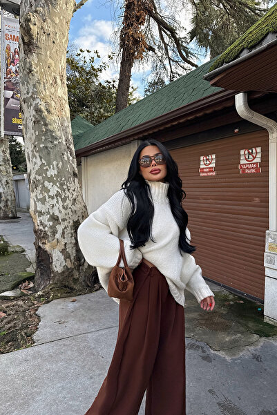 Eyyo Καφέ ψηλόμεσο παντελόνι ATE-2083