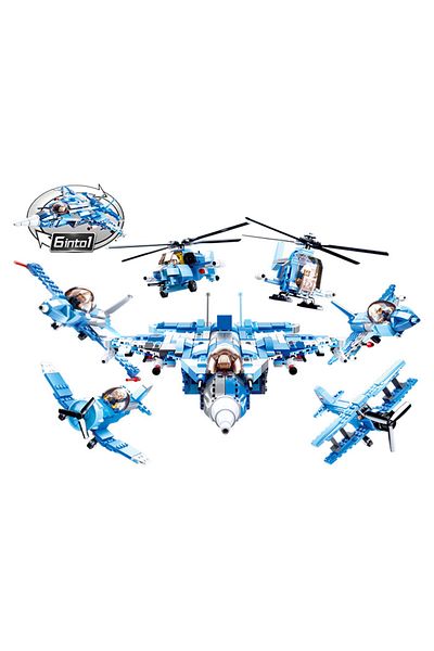 Sluban Army Series - Fighter Jet 6 in 1 Building Blocks 728 PCS With 6 Aircraft