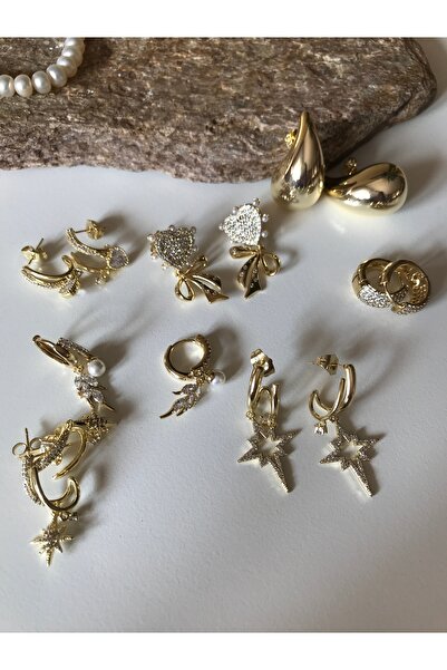 XUPİNGS JEWELRY İkili sıra taşlı kalp detaylı xuping küpe