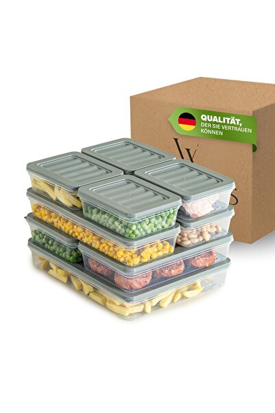 Viwares Stapelbare Frischhaltedosen 9er Set, Gefrierfach & Kühlschrank Organizer mit Deckel