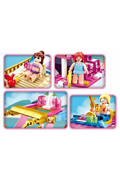 Sluban مكعبات بناء يخت فاخرة مكونة من 212 قطعة مع 3 شخصيات صغيرة