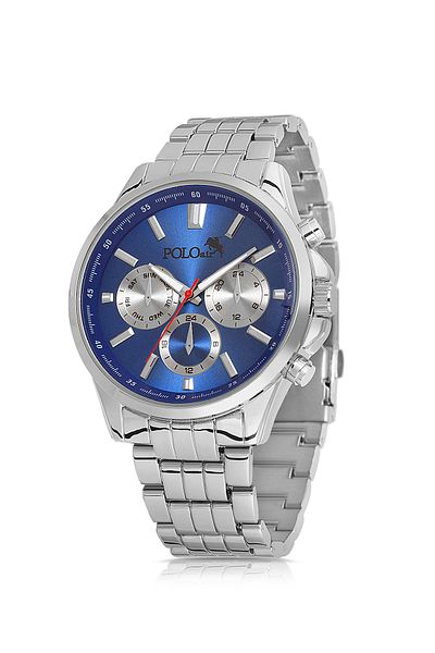 Polo Air Single Row Metal Men's Wrist Watch Silver Navy Color Pl-0965E2X
