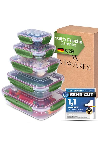 Viwares Frischhaltedosen mit Deckel - 5er Set -