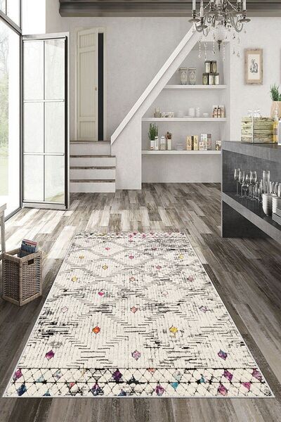 Zeria Home Kaymaz Taban Yıkanabilir Dijital Baskı Mutfak Halısı Halı Yolluk