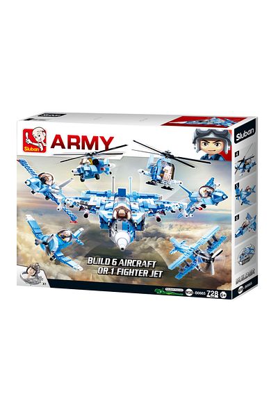 Sluban Army Series - Fighter Jet 6 in 1 Building Blocks 728 PCS With 6 Aircraft