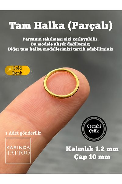 Karınca Piercing Gold Color 10 Mm Thick Full Ring Nose Orbital Ear Piercing