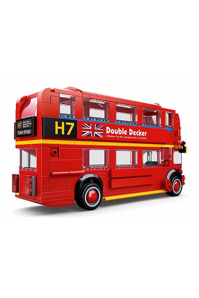 Sluban Red London Double-Decker Bus Building Set 382 Pieces, with Minifigures