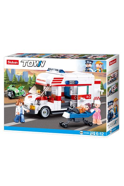 Sluban Town Series - Ambulance Building Blocks 328 PCS with 3 Mini Figuers