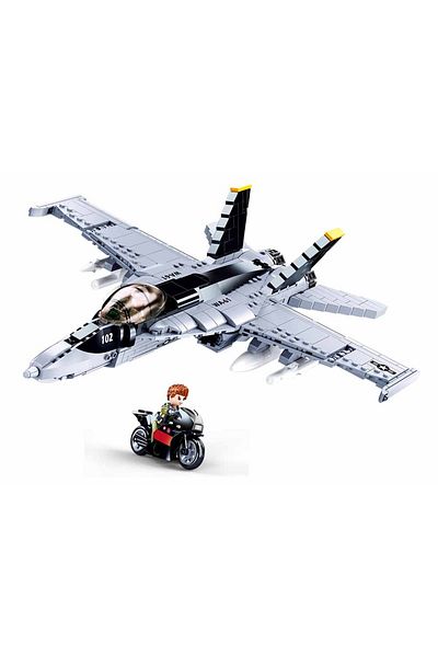 Sluban Model Bricks Series -Fighter Jet Building Blocks With Mini Figur and Motorcycle
